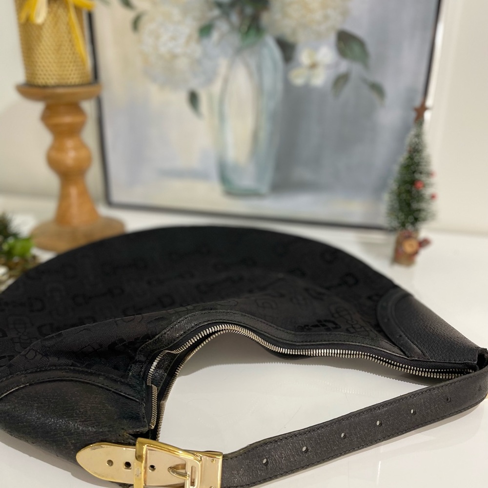 Gucci Hobo Bag %100 Authentic Black Canvas - Picture 13 of 16